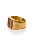 Anillo Dorado Piedra Natural Ojo de Tigre Café