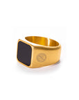 Anillo Dorado Piedra Natural Ónix