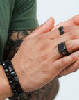 Anillo Pavonado Piedra Natural Ónix