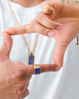 Anillo Dorado Piedra Natural Lapislázuli
