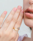 Anillo Dorado Mano Hamsa y Ojo Plata .925