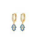 Pendientes Dorados Mano Hamsa Plata .925