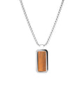 Colgante Acero Inox. Piedra Natural Ojo de tigre café