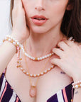 Pulsera Perlas Redondas Rosas
