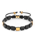 Pulsera Bloques Ónix negro con Dorado