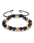 Pulsera Cuentas Ágata negra facetada con dorado