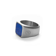 Anillo Acero Inox. Piedra Natural Lapislázuli