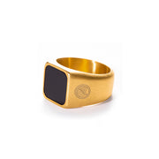 Anillo Dorado Piedra Natural Ónix