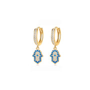 Pendientes Dorados Mano Hamsa Plata .925