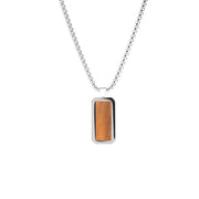 Colgante Acero Inox. Piedra Natural Ojo de tigre café