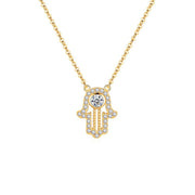 Cadena y dije Dorado Mano Hamsa Plata .925